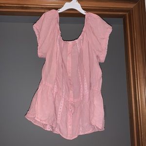 Off-shoulder pink top